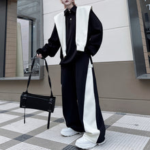 Load image into Gallery viewer, Contrasting Color Detachable Cape Sweatshirt Loose Sweatpants Two-piece Set