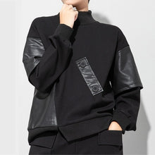 Load image into Gallery viewer, PU Leather Fake Two-piece Stand-up Collar Shirt