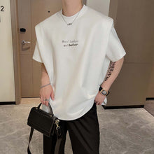 Load image into Gallery viewer, Letter Print Shoulder Pads Short Sleeve T-Shirt