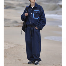 Load image into Gallery viewer, Denim Straight Wide-leg Jumpsuit