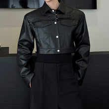 Load image into Gallery viewer, Motorcycle Leather Cropped Jacket
