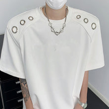 Load image into Gallery viewer, Metal Ring Shoulder Padded Loose T-shirt