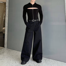 Load image into Gallery viewer, Zippered Hollow Design Hooded Long-sleeved T-shirt