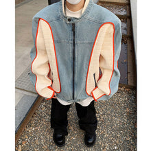Load image into Gallery viewer, Washed Denim Contrast Color Cropped Jacket