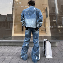 Load image into Gallery viewer, Zippered Casual Denim Jacket Loose Two-piece Set