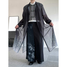 Load image into Gallery viewer, Calligraphy Gradient Print Mesh Long Cardigan