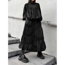 Load image into Gallery viewer, Women's Japanese Deconstructed Ruched Zip Up Top Tiered Maxi Skirt Two-piece Set