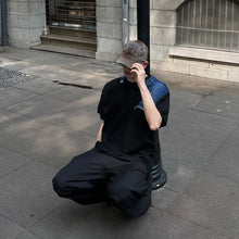 Load image into Gallery viewer, Retro Short-sleeved Patchwork Denim T-shirt