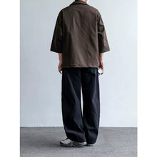 Load image into Gallery viewer, Japanese Plaid Paneled Layered Three Quarter Sleeve Cargo Shirt