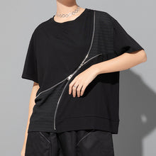 Load image into Gallery viewer, Summer Irregular Zipper T-shirt