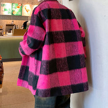 Load image into Gallery viewer, Winter Plaid Wool Mid-length Coat