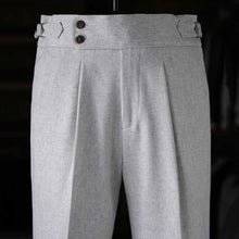 Load image into Gallery viewer, High-waisted Parisian Button Draped Suit Trousers