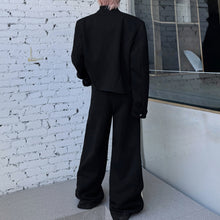 Load image into Gallery viewer, Stand Collar Side Zipper Padded Shoulder Sweatshirt Wide Leg Pants Two-piece Set