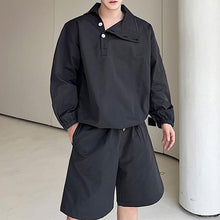 Load image into Gallery viewer, Stand Collar Side Button Tops Shorts Casual Suits