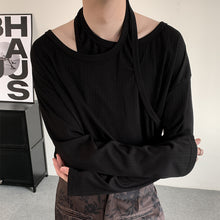 Load image into Gallery viewer, Fake Two-Piece T-shirt Loose Double-Layer Neckline shirt