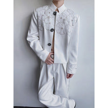 Load image into Gallery viewer, Men's Stand-Collar Blazer with Mesh Floral Embroidery