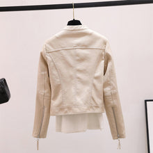 Load image into Gallery viewer, Short Slim Stand Collar PU Leather Jacket