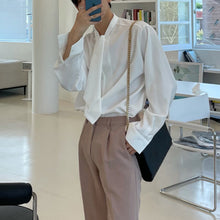 Load image into Gallery viewer, Casual Solid Color Tie Loose Shirt