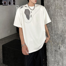 Load image into Gallery viewer, Padded Shoulder Loose Ripped Mesh T-shirt
