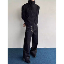 Load image into Gallery viewer, Textured Deconstructed Twill Lapel Jacket