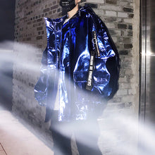 Load image into Gallery viewer, Stage Party Silver Leather Hooded Jacket