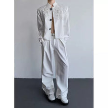 Load image into Gallery viewer, Men's Stand-Collar Blazer with Mesh Floral Embroidery