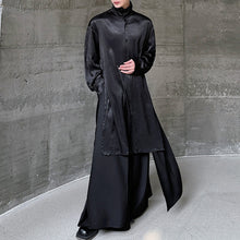 Load image into Gallery viewer, Half Turtleneck Mid-length Slit Silhouette Long-sleeved Loose Shirt
