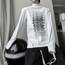 Load image into Gallery viewer, Gradient Letter Print Shoulder Pad Long Sleeve T-shirt
