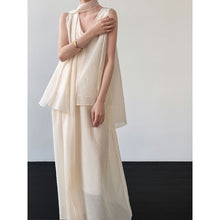 Load image into Gallery viewer, Sleeveless Ribbon-Tie Top and Skirt Two-Piece Set