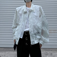 Load image into Gallery viewer, Patterned Double Neckline Shoulder Padded Jacket