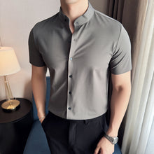 Load image into Gallery viewer, Summer Stand Collar Ice Silk Casual Waffle Shirt