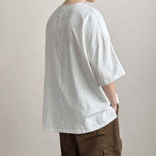 Load image into Gallery viewer, Japanese Loose Large Collar Cotton and Linen T-shirt