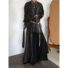 Load image into Gallery viewer, Vintage Tie-dye Ribbon Stand Collar Pleated Shirt