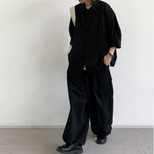 Load image into Gallery viewer, Cotton And Linen Buttoned Pleated Shirt