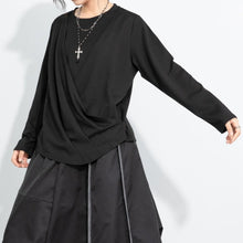Load image into Gallery viewer, Women's 3D Draped Pleated Asymmetrical Wrap Front Long Sleeve Top