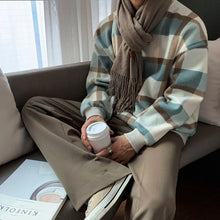 Load image into Gallery viewer, Casual Round Neck Color Block Plaid Loose Sweatshirt