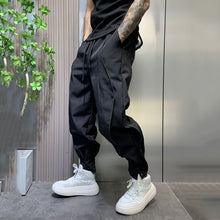 Load image into Gallery viewer, Black Wide Leg Sports Harem Pants