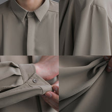 Load image into Gallery viewer, Loose Peak Collar Solid Color Long-sleeved Casual Shirt