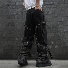 Load image into Gallery viewer, Dark Strappy Deconstructed Wide-leg Jeans