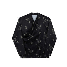 Load image into Gallery viewer, Lace-up Bamboo Leaf Print Shirt
