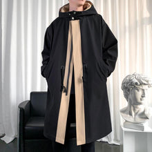 Load image into Gallery viewer, Color Block Hooded Mid-length Windbreaker Jacket