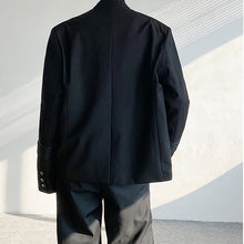 Load image into Gallery viewer, Diagonal Placket Shoulder Pad PU Leather Patchwork Blazer