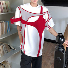 Load image into Gallery viewer, Contrast Color Stitching Lace-up T-shirt