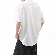 Load image into Gallery viewer, American Black Drape Stand Collar Casual Shirt