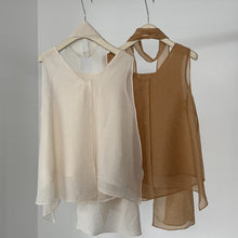 Load image into Gallery viewer, Sleeveless Ribbon-Tie Top and Skirt Two-Piece Set