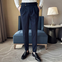Load image into Gallery viewer, High-waist Side Button Straight Suit Trousers