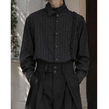Load image into Gallery viewer, French Retro Striped Ruffled Collar Shirt