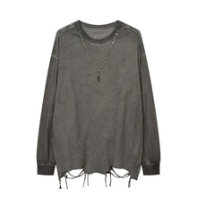 Load image into Gallery viewer, Distressed Washed Hem Hand Cut Holes Loose T-shirt