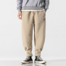 Load image into Gallery viewer, Retro Thick Velvet Embroidered Drawstring Trousers