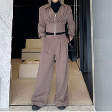 Load image into Gallery viewer, Retro Knit Cropped Sweater Wide-Leg Trousers Two-Piece Set